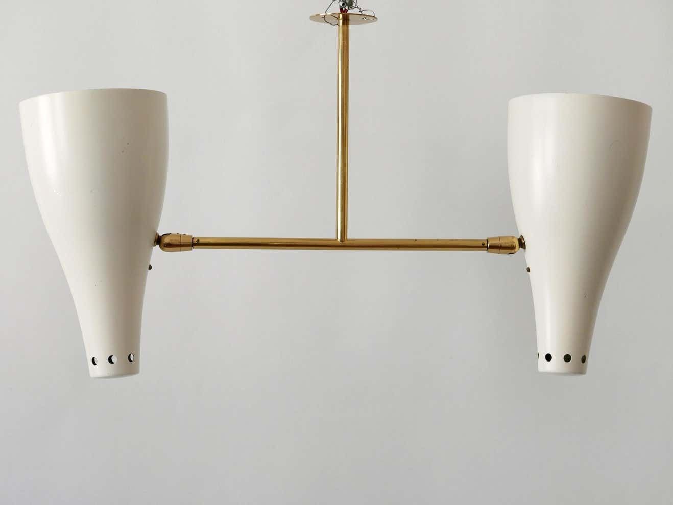 Rare Articulated Mid Century Modern Two Armed Sputnik Pendant Lamp Austria 1950s photo vinterior