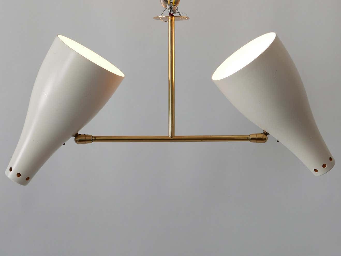 Rare Articulated Mid Century Modern Two Armed Sputnik Pendant Lamp Austria 1950s photo vintage