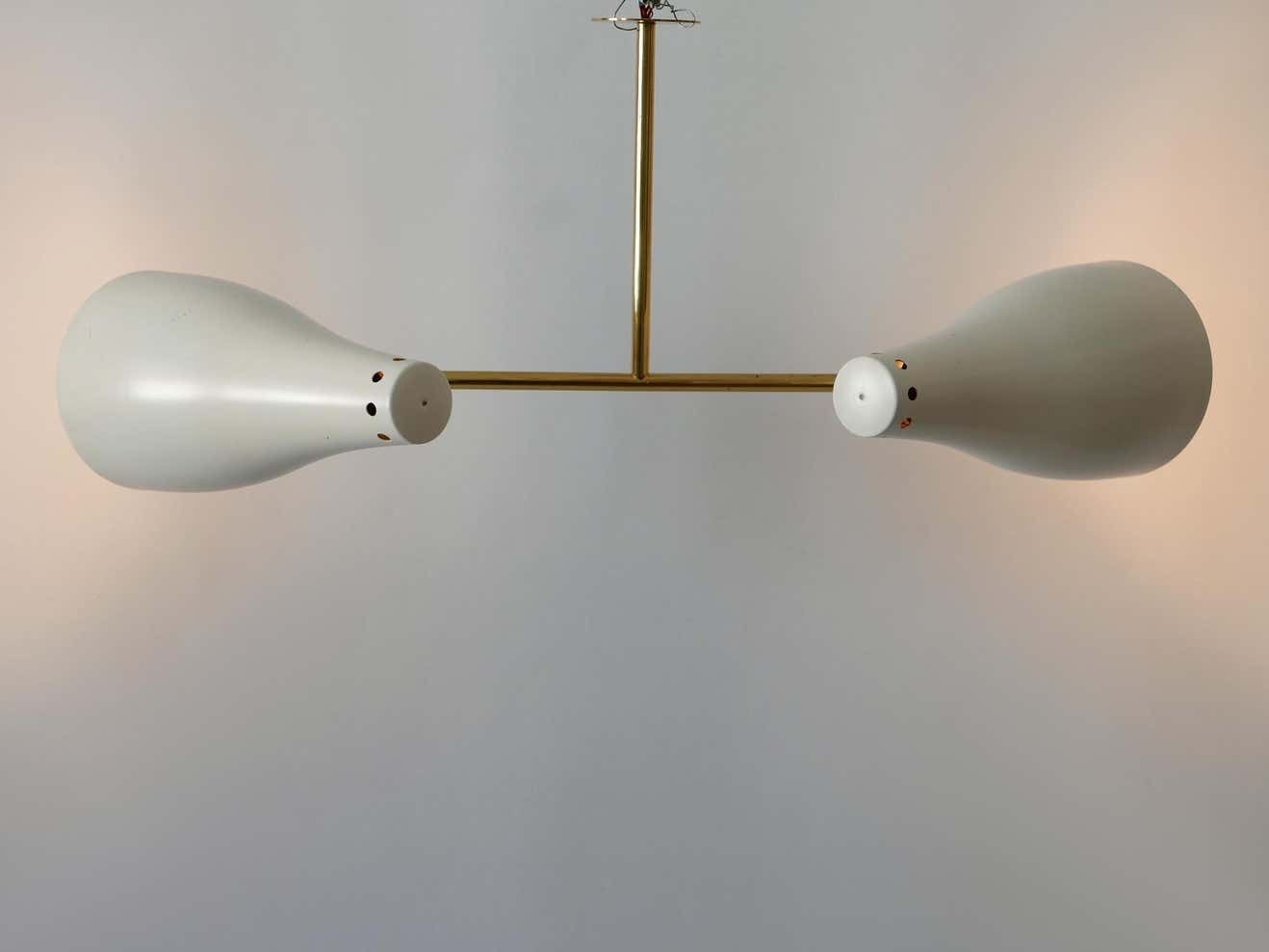 photo vinterior Rare Articulated Mid Century Modern Two Armed Sputnik Pendant Lamp Austria 1950s