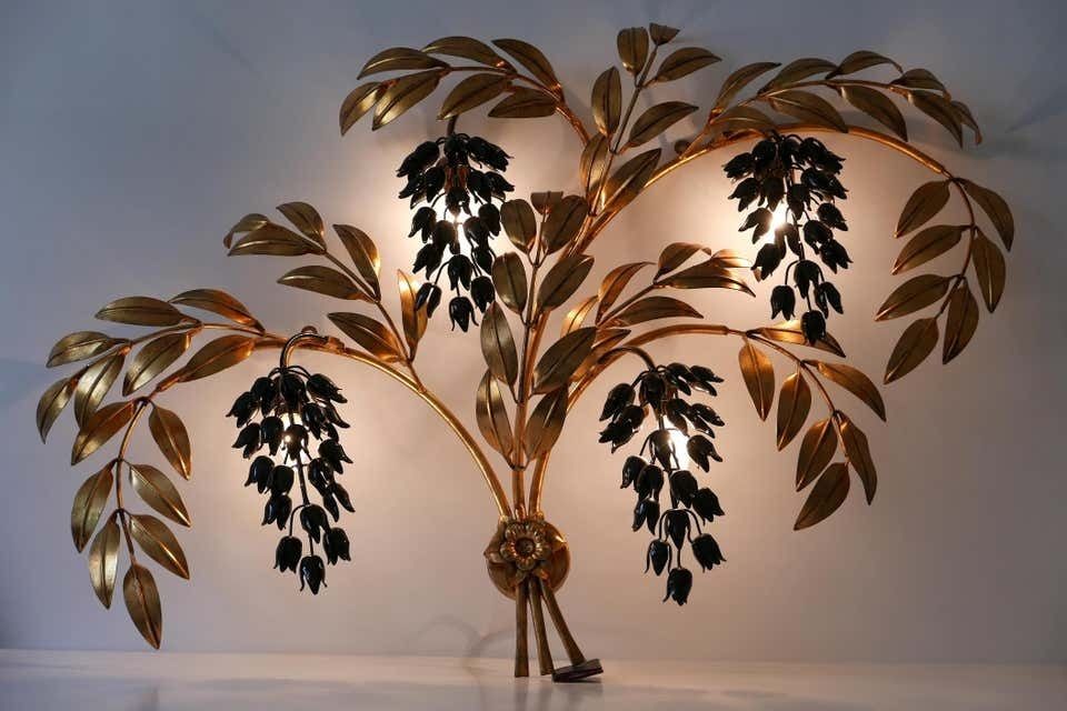 Huge Pioggia D''Oro Gilt Metal Wall Lamp Or Sconce By Hans Kögl, 1970s, Germany photo vintage