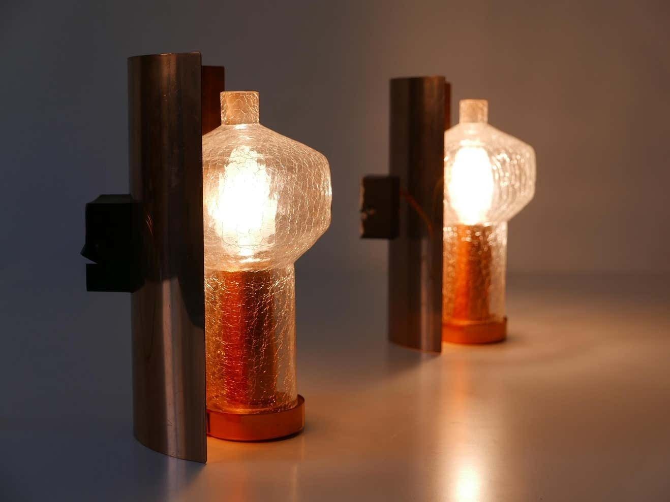 photo furniture Set Of Two Mid Century Modern Copper & Glass Sconces By Kaiser Leuchten, 1960s