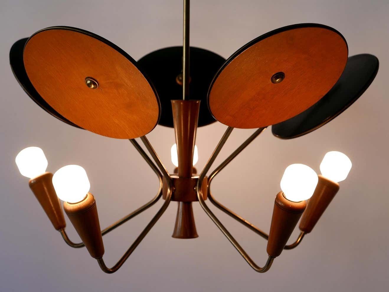 Exceptional Mid Century Modern Sputnik Pendant Lamp Or Chandelier Germany 1950s photo vinterior