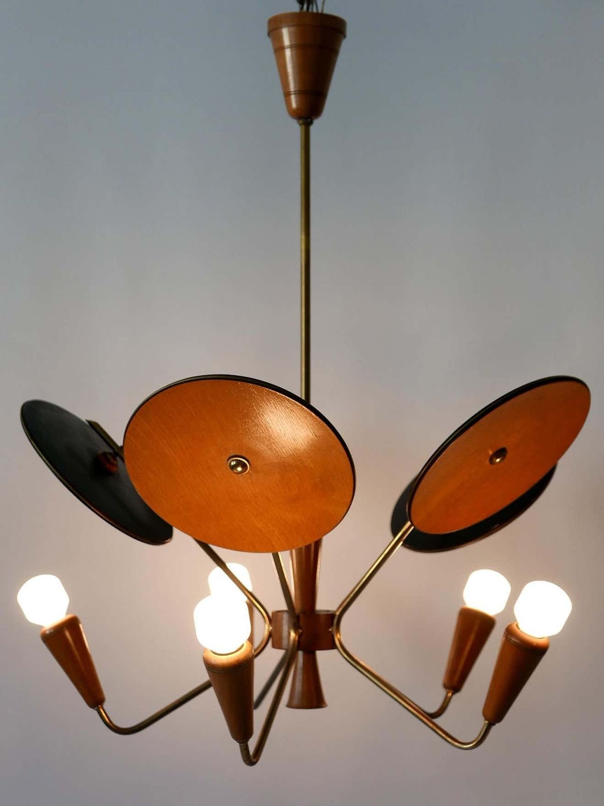 photo vintage Exceptional Mid Century Modern Sputnik Pendant Lamp Or Chandelier Germany 1950s