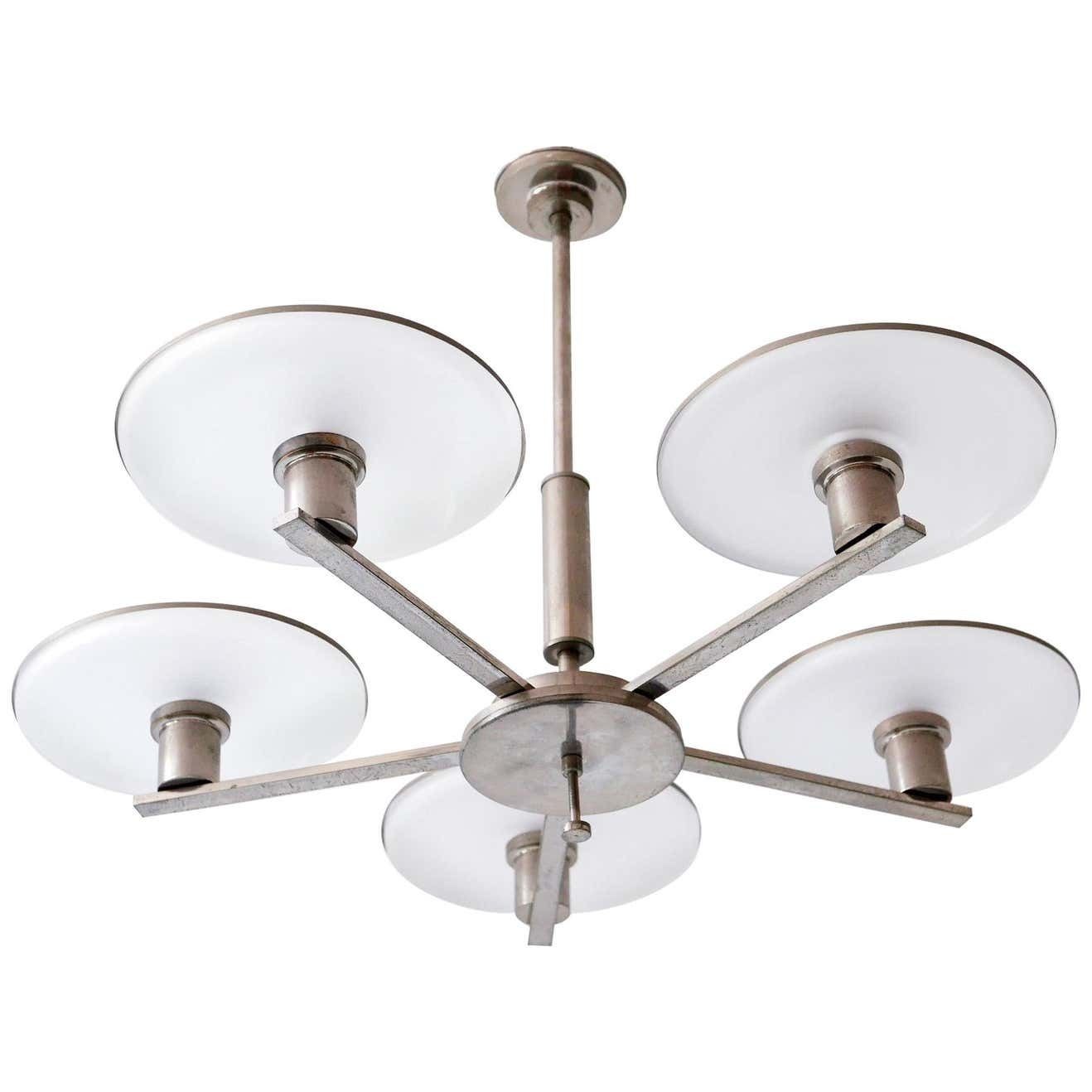 Exceptional Bauhaus / Art Deco Chandelier Or Pendant Lamp, 1930s, Germany