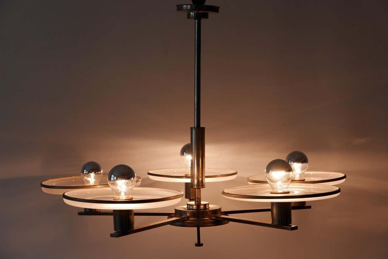 Exceptional Bauhaus / Art Deco Chandelier Or Pendant Lamp, 1930s, Germany photo 4311.0