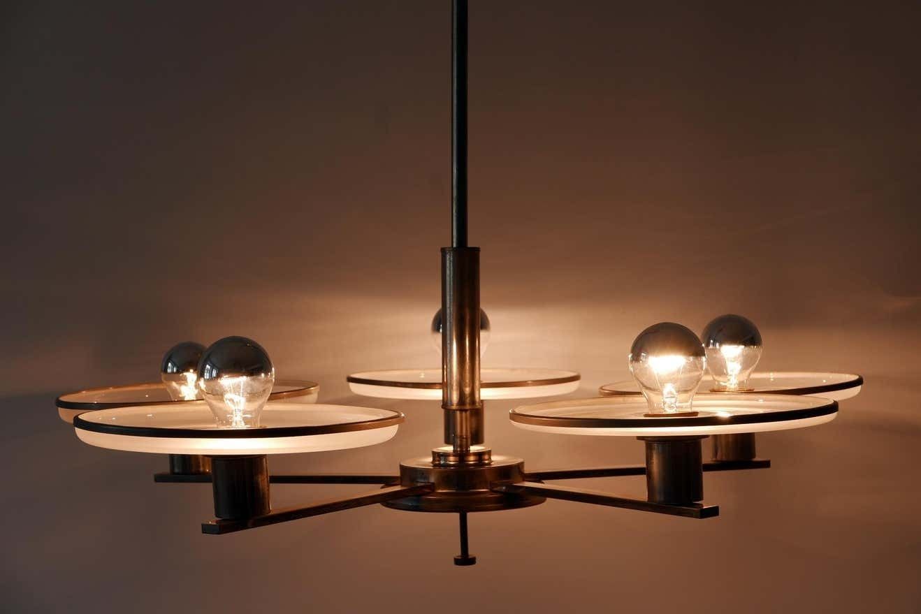 Exceptional Bauhaus / Art Deco Chandelier Or Pendant Lamp, 1930s, Germany photo vinterior