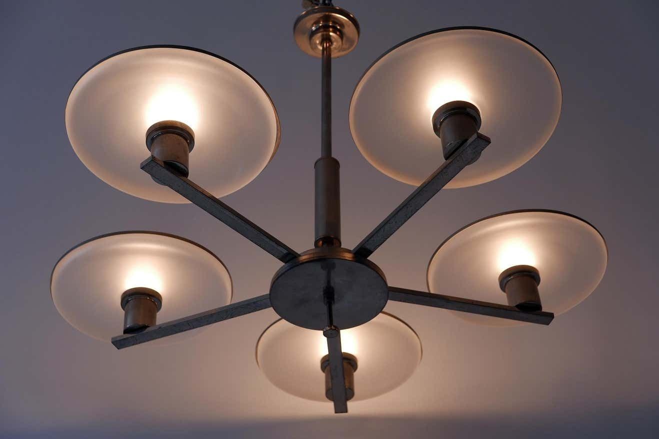 photo buy Exceptional Bauhaus / Art Deco Chandelier Or Pendant Lamp, 1930s, Germany