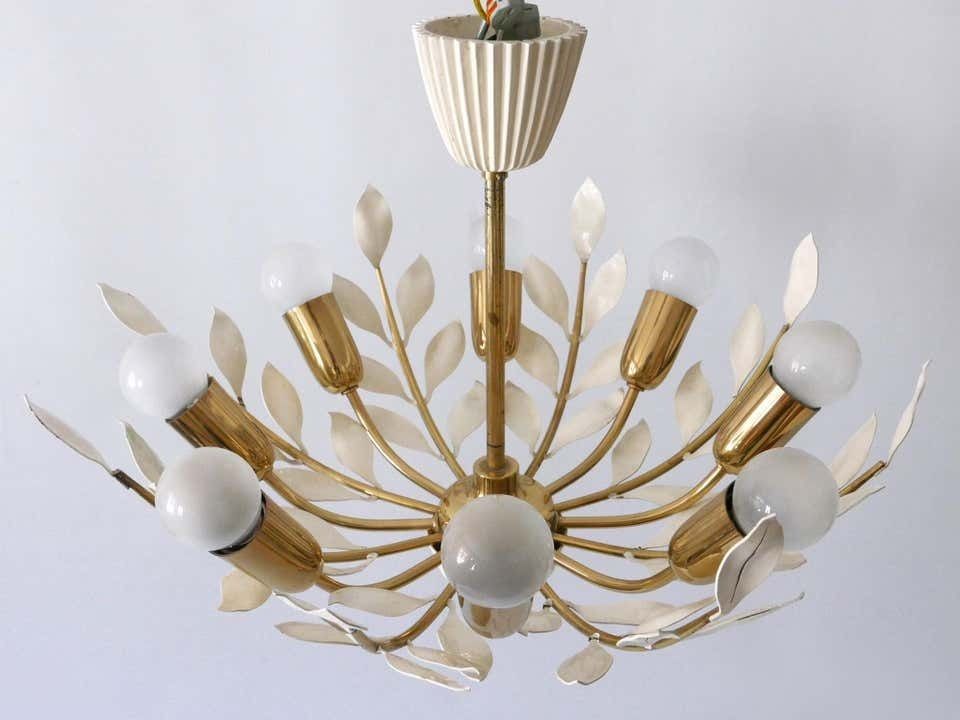 Lighting Rare 8 Flamed Sputnik Chandelier Or Pendant Lamp By Vereinigte Werkstätten 1950s photo