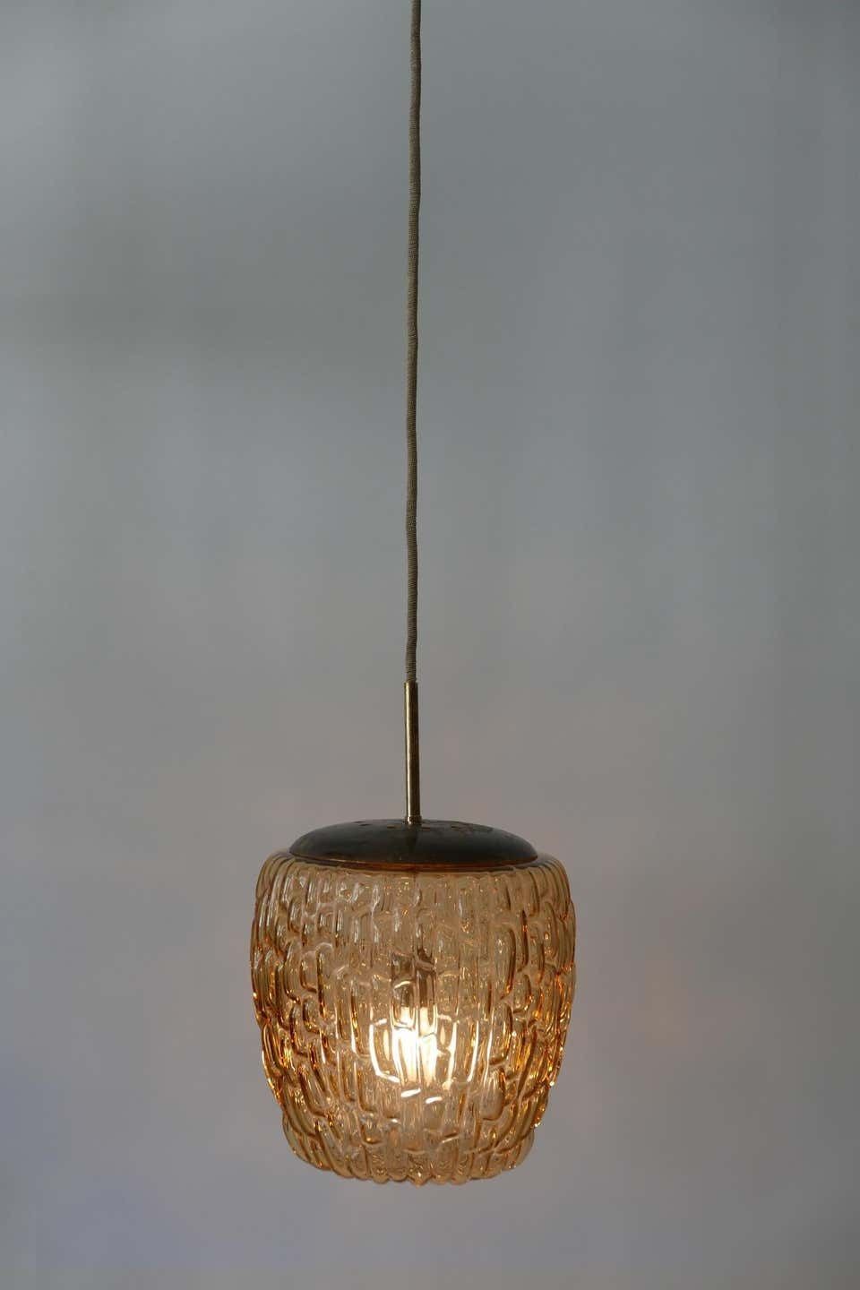 photo furniture Mid Century Modern Textured Glass Pendant Lamp By Rupert Nikoll, 1950s, Austria