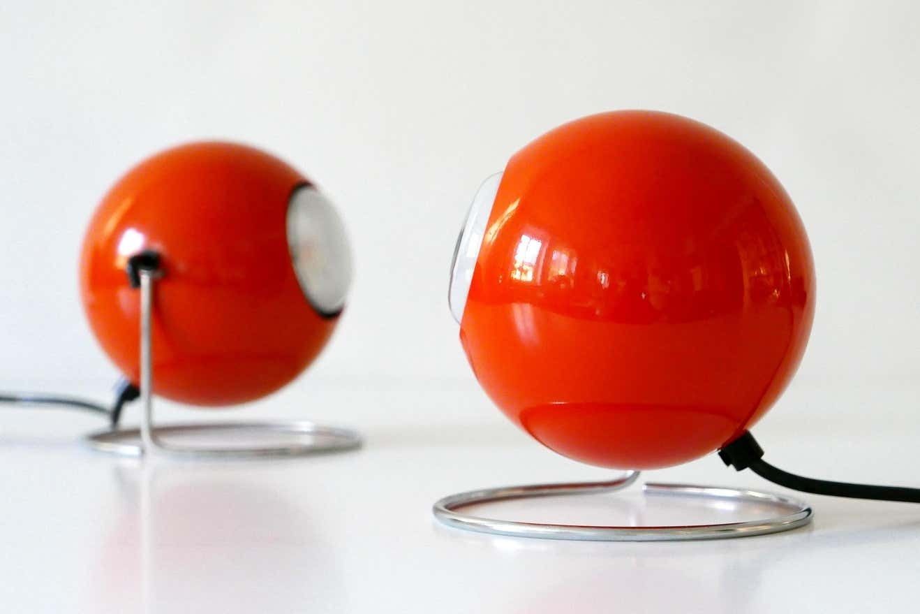 Set Of Two Mid Century Modern Metal ''Eye'' Table Lamps, Erco, 1960s 1970s Germany photo for sale