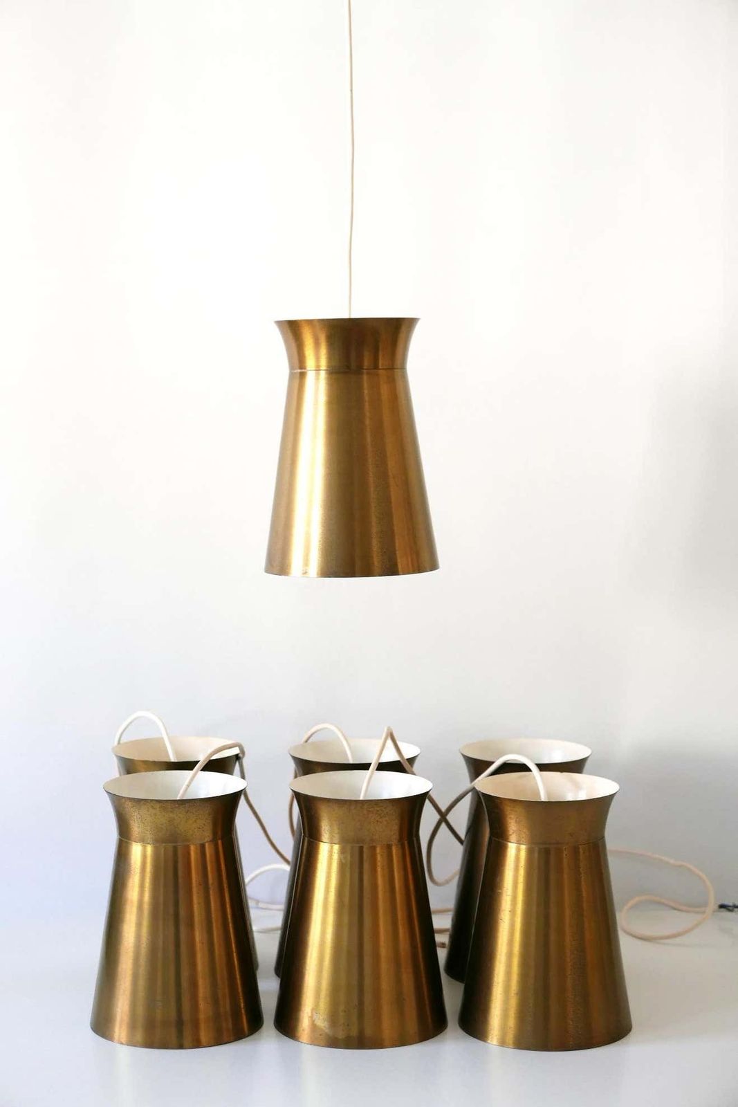 Elegant Mid Century Modern Brass Pendant Lamps Or Hanging Lights, 1950s, Germany photo furniture