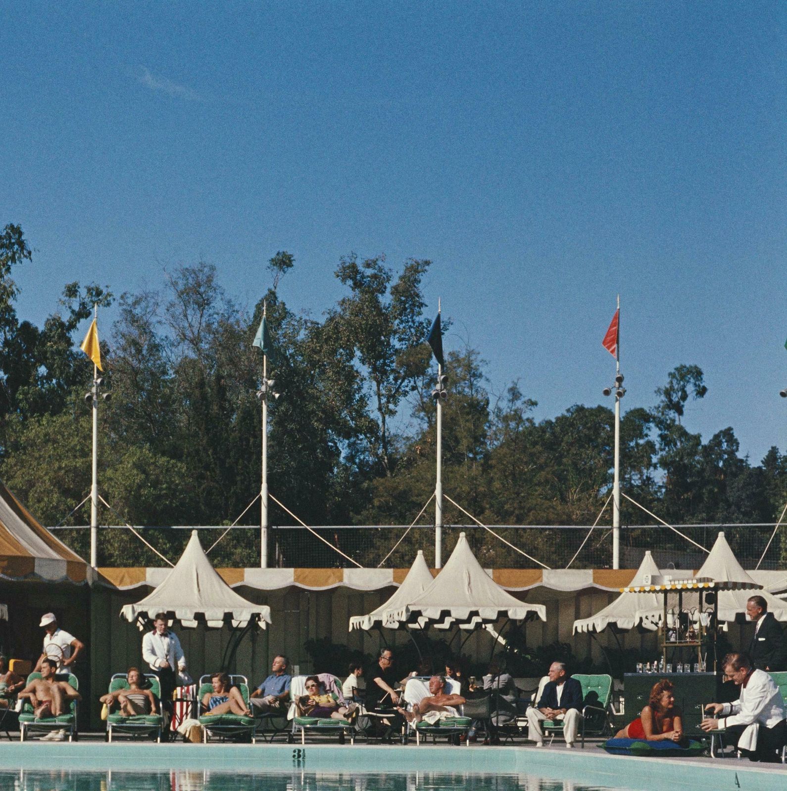 Beverly Hills Hotel Pool By Slim Aarons photo furniture