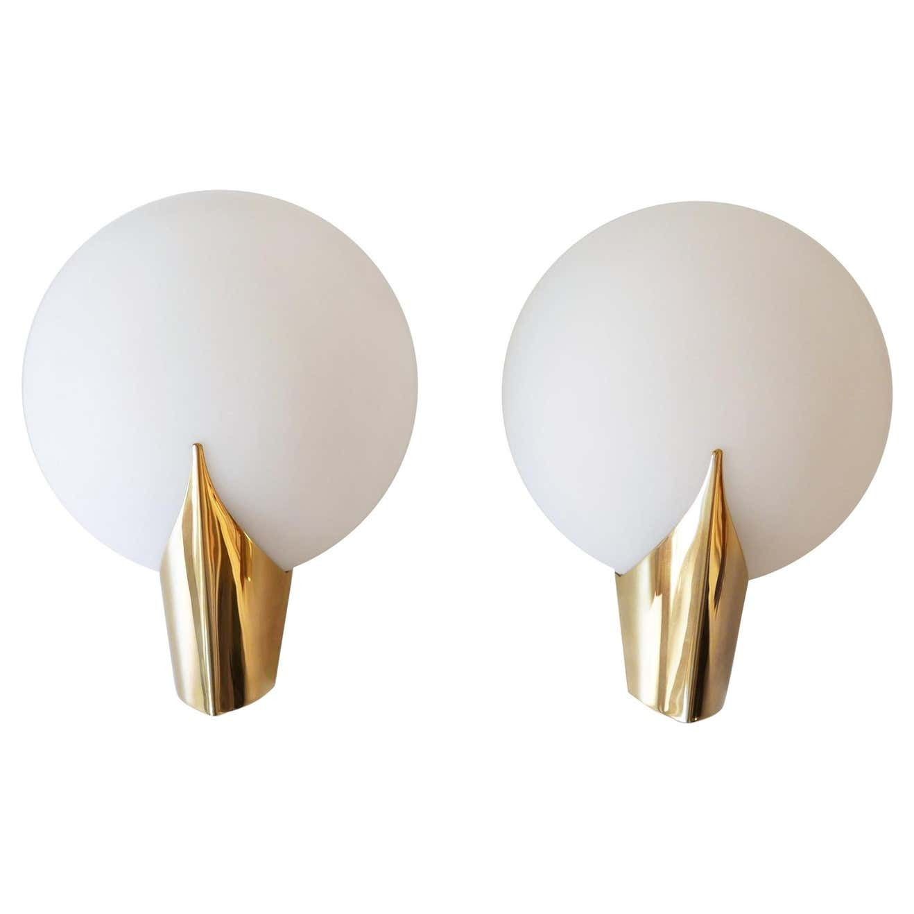 Set Of Two Elegant Modernist Wall Lamps Or Sconces By J.T. Kalmar, 1980s Austria