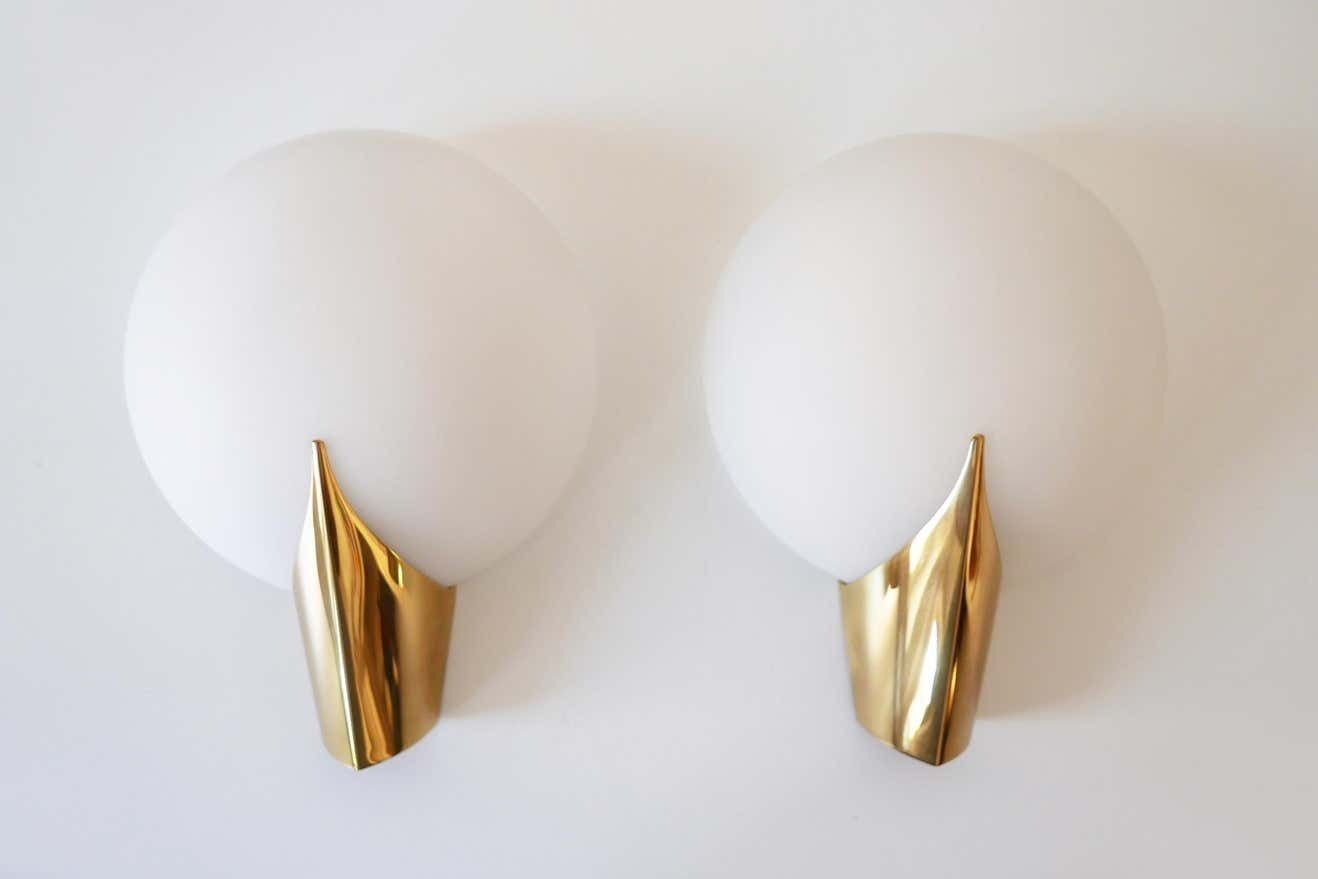 Lighting Set Of Two Elegant Modernist Wall Lamps Or Sconces By J.T. Kalmar, 1980s Austria photo