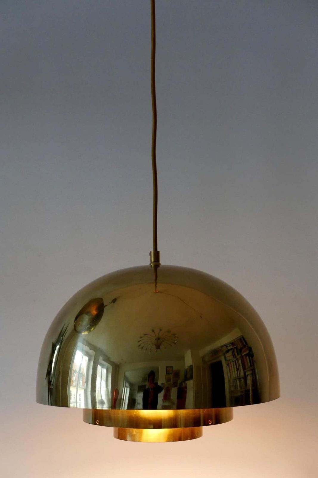 2269.0 Brass Pendant Lamp Dome By Vereinigte Werkstätten München In 1960s, Germany photo