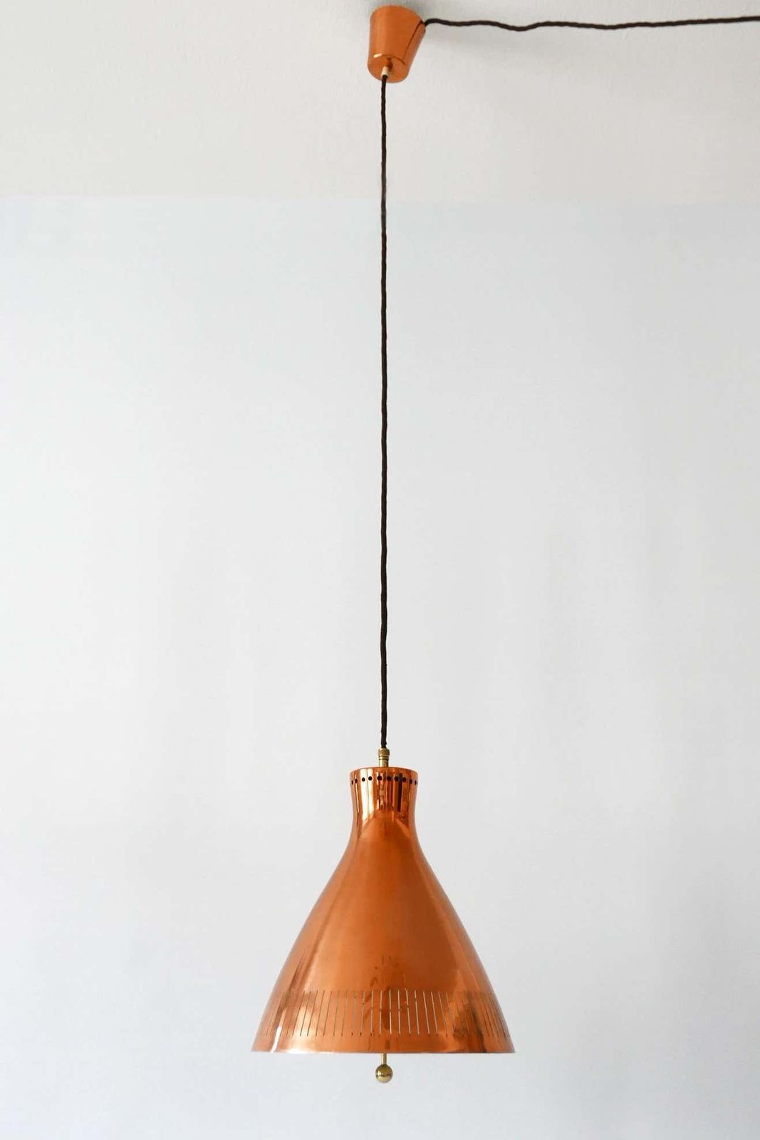 Mid Century Modern Copper Pendant Lamp By Vereinigte Werkstätten 1960s Germany photo Lighting