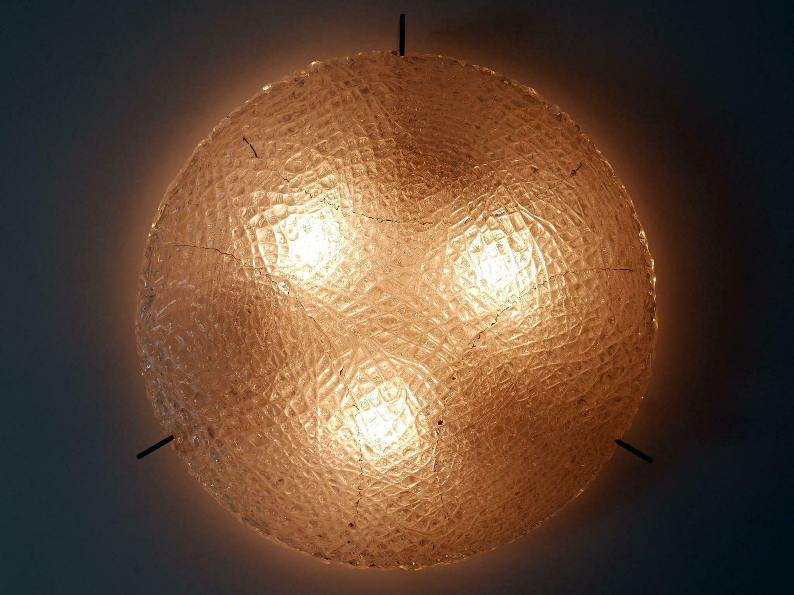 Rare Mid Century Modern Ice Glass Flush Mount Or Sconce By Kaiser Leuchten 1960s photo furniture