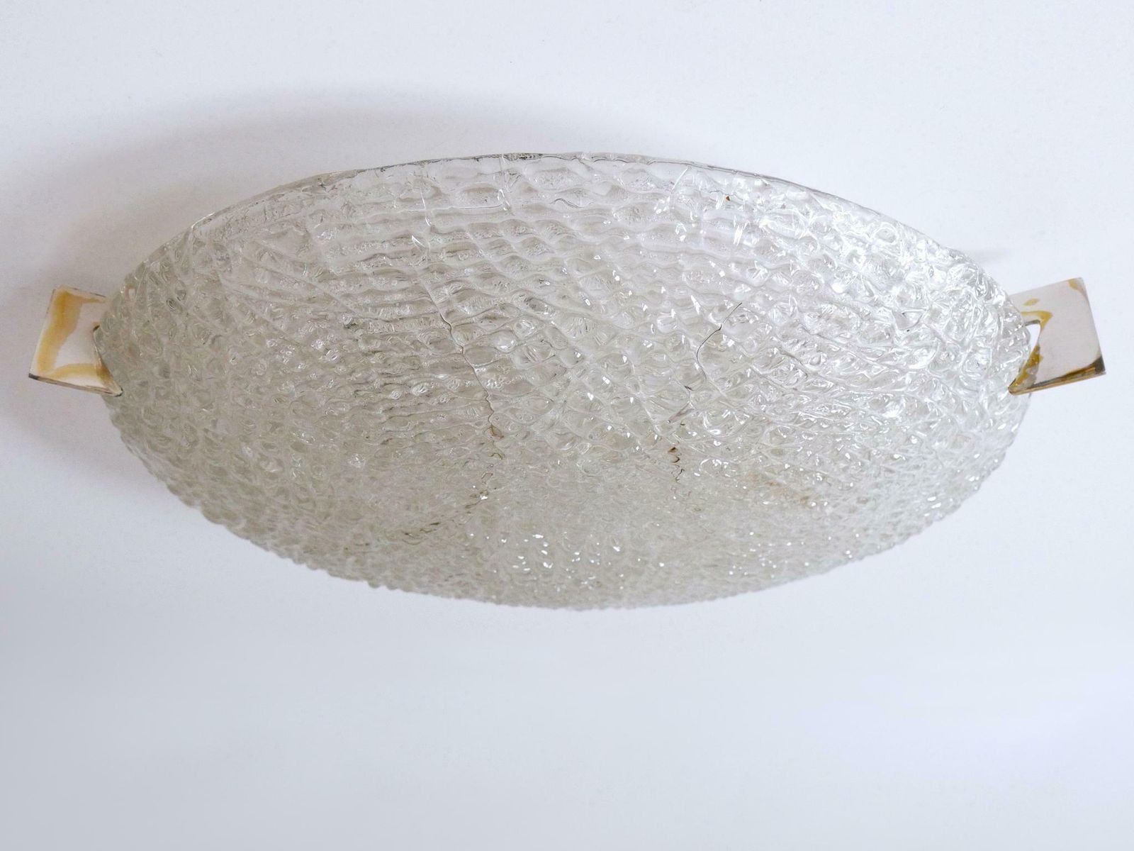 Rare Mid Century Modern Ice Glass Flush Mount Or Sconce By Kaiser Leuchten 1960s photo 2269.0