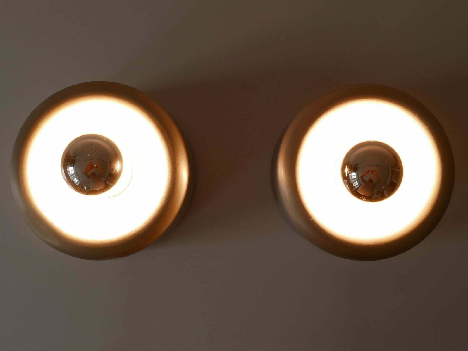 Set Of Two Mid Century Doughnut Ceiling Fixtures Or Sconces By Staff Germany 1970s photo furniture