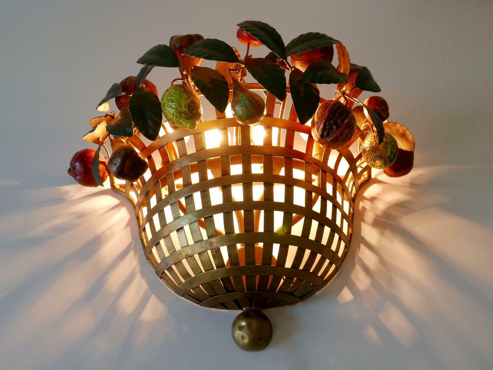 Lovely Mid Century Modern Sconce Fruit Basket By Lucienne Monique Italy, 1960s photo Home Decor