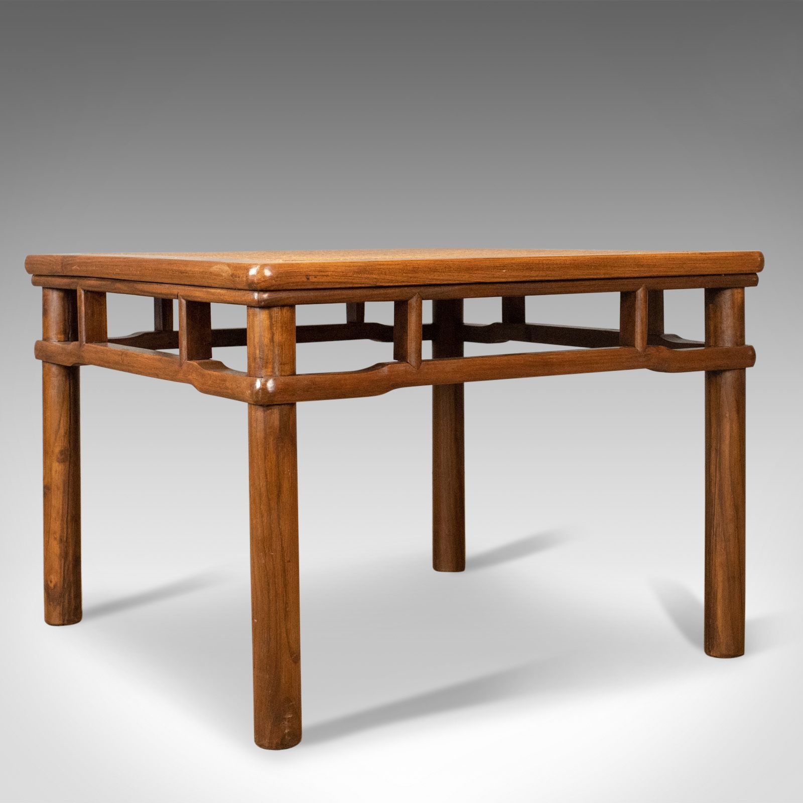 Chinese Elm And Rattan Coffee Table, Side, Lamp, Late 20th Century