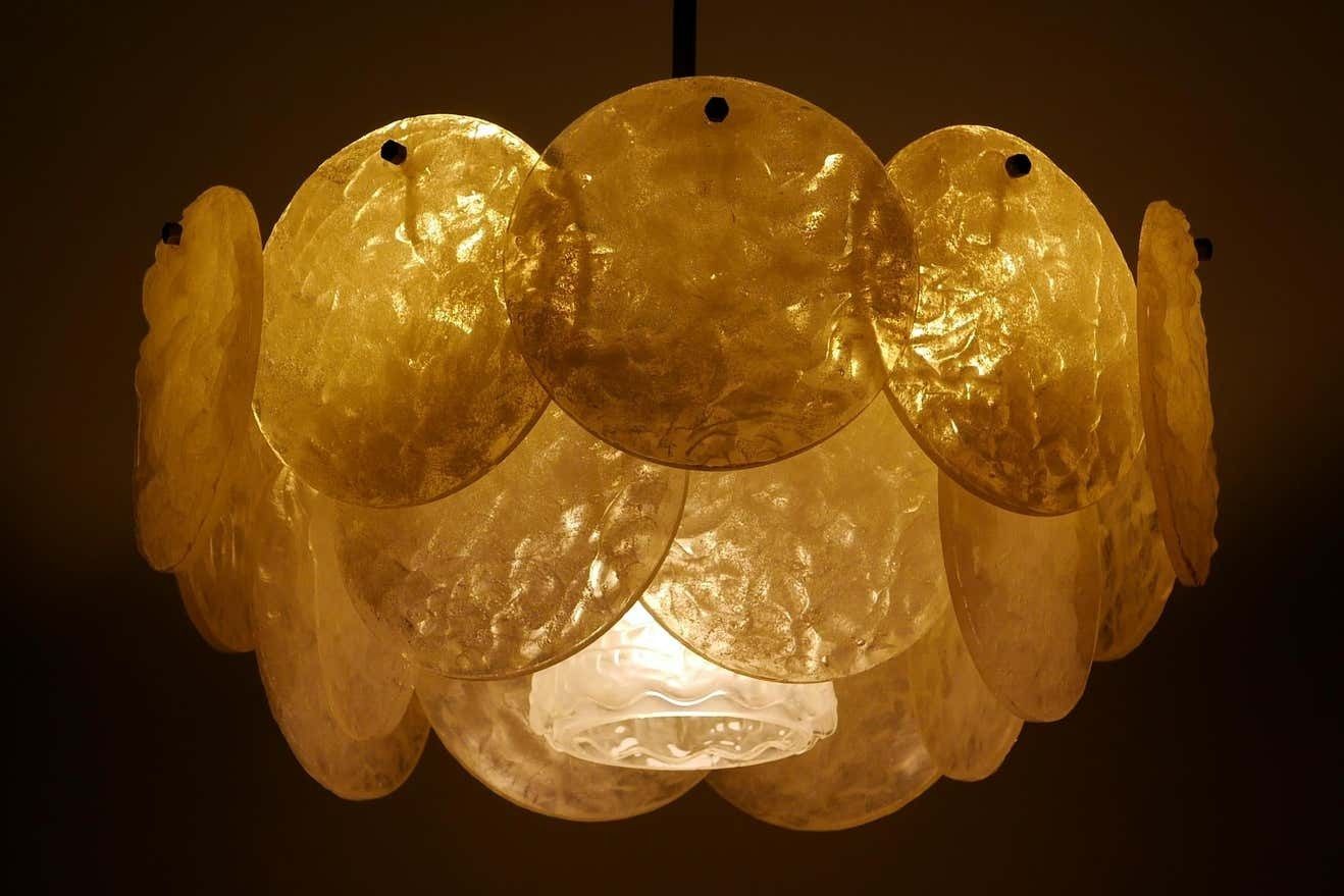 Mid Century Modern Chandelier Or Pendant Lamp With Textured Acrylic Discs, 1960s photo furniture