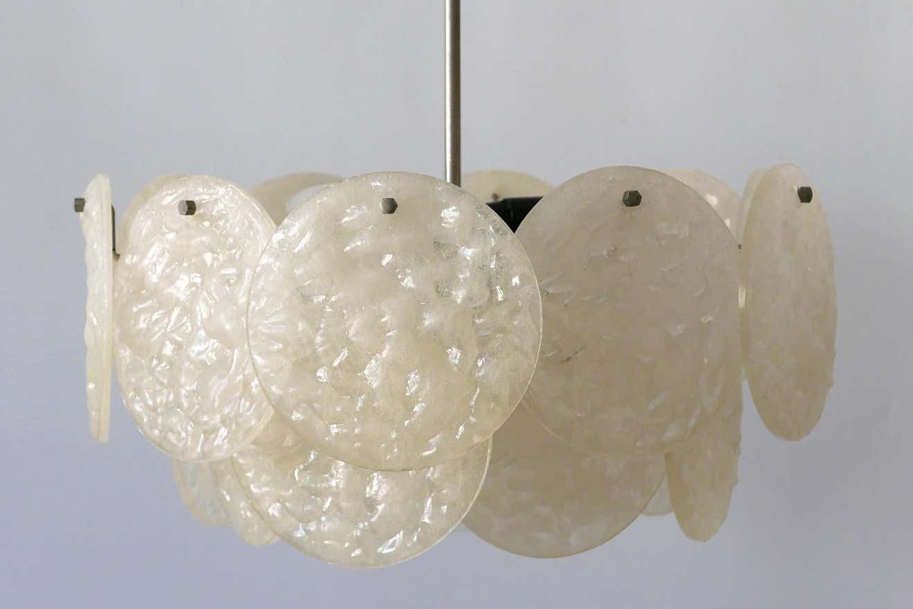 Mid Century Modern Chandelier Or Pendant Lamp With Textured Acrylic Discs, 1960s photo for sale