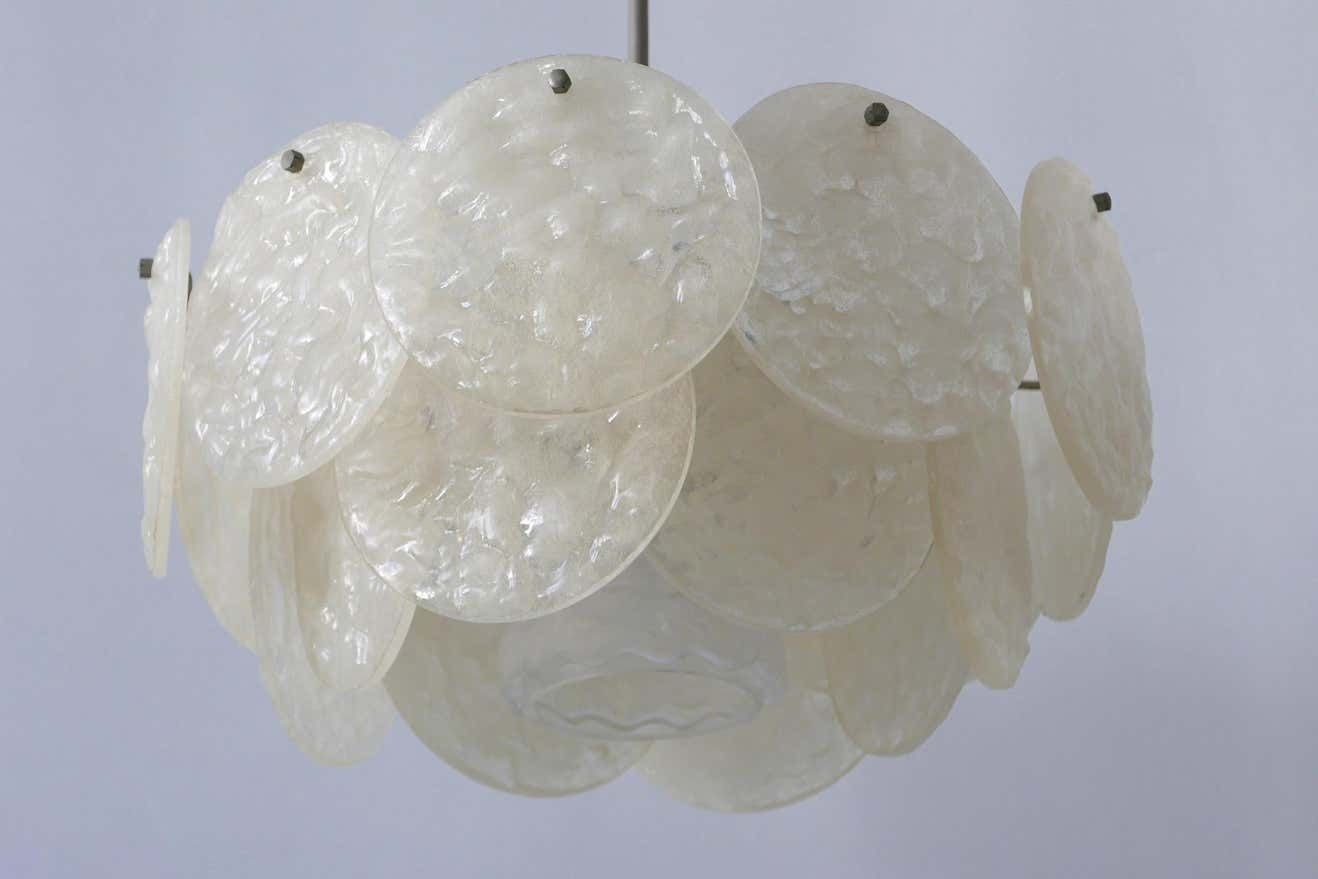 Mid Century Modern Chandelier Or Pendant Lamp With Textured Acrylic Discs, 1960s photo vinterior
