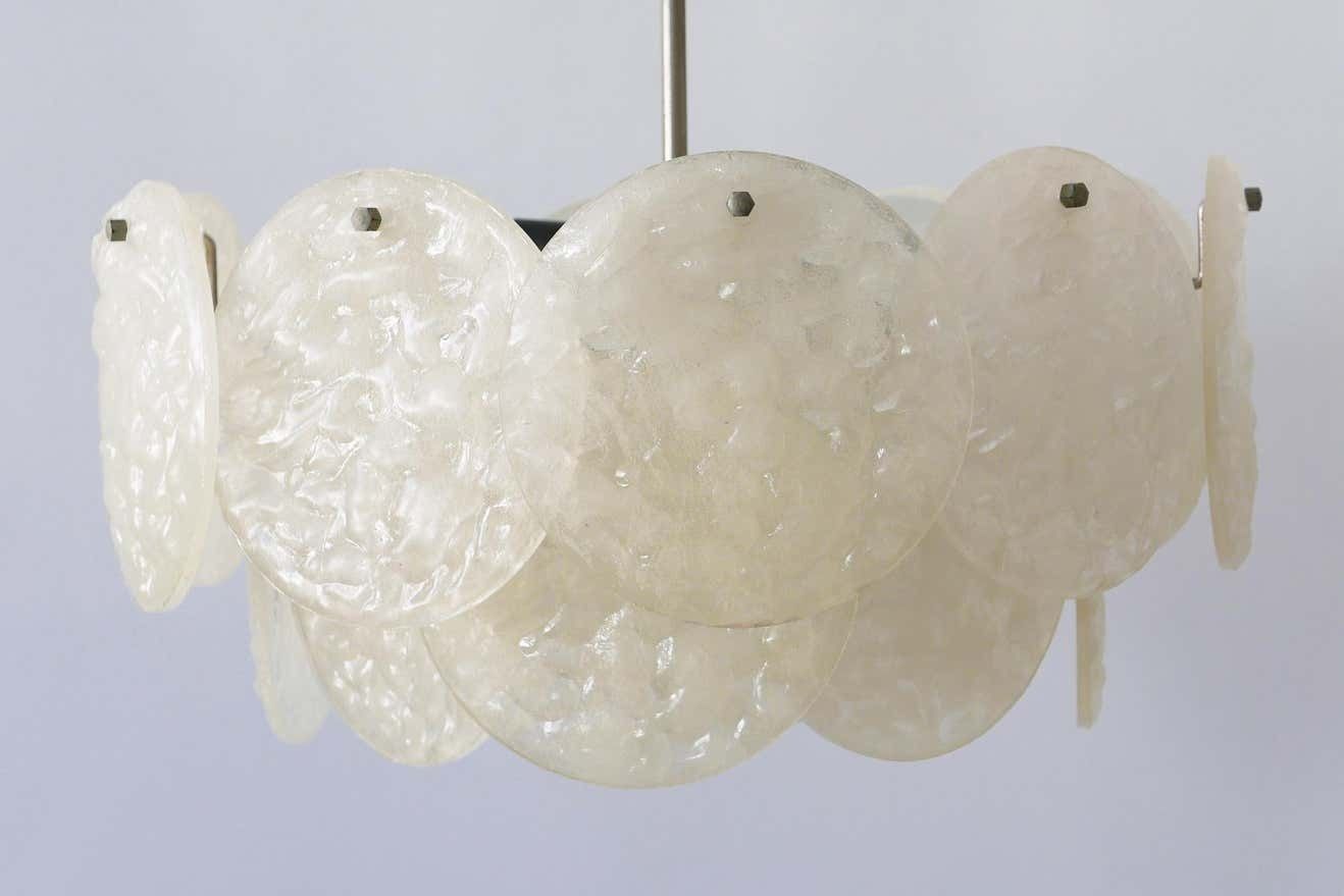 photo furniture Mid Century Modern Chandelier Or Pendant Lamp With Textured Acrylic Discs, 1960s