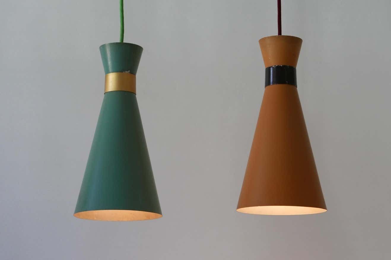 Set Of Two Mid Century Modern Diabolo Pendant Lamps By Bünte & Remmler, 1950s photo for sale