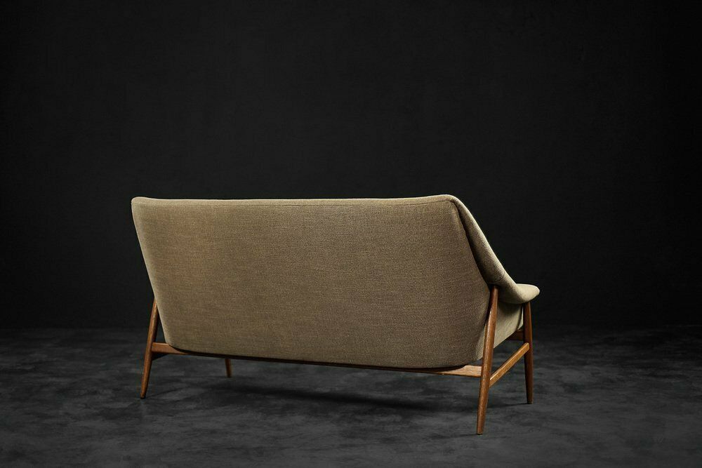 photo for sale Mid Century Scandinavian Modern Two Seater Sofa In Brown Fabric From Ikea, 1961