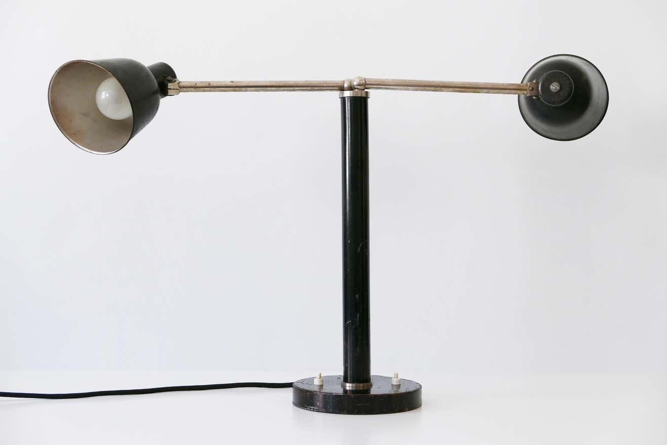 Rare Two Armed Bauhaus Table Lamp By Christian Dell For Bünte & Remmler 1930s photo Lighting