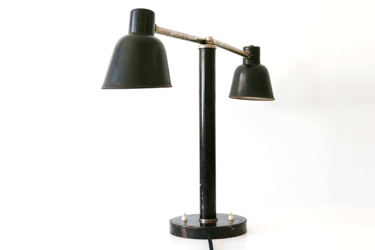 4084.0 Rare Two Armed Bauhaus Table Lamp By Christian Dell For Bünte & Remmler 1930s photo