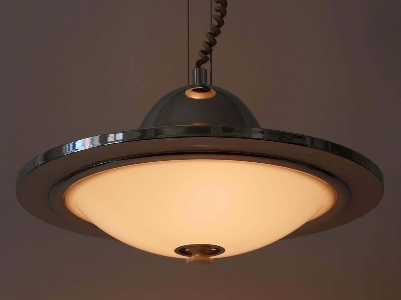 photo for sale Rare And Large Mid Century Modern Counterweight Pendant Lamp Ufo Italy 1960s