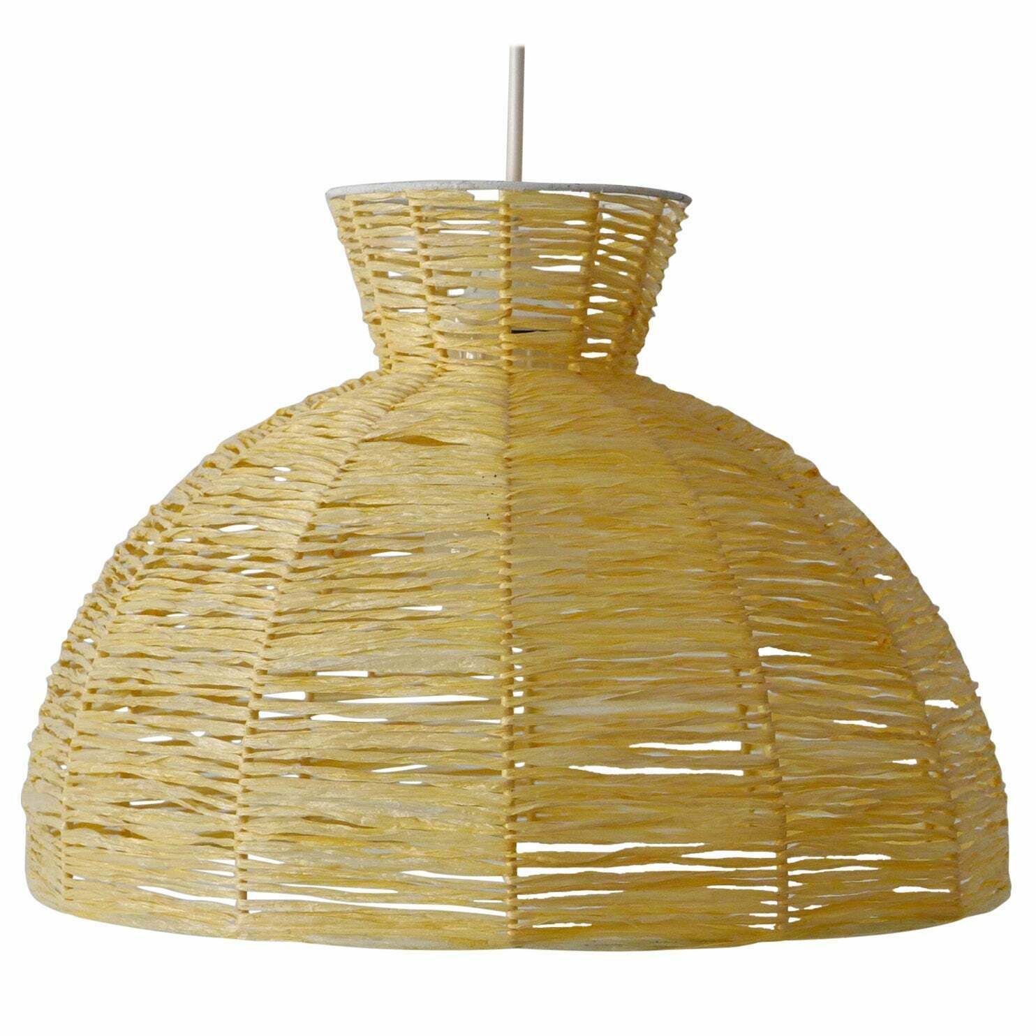 Mid Century Modern Raffia Bast Pendant Lamp Or Hanging Light Germany 1970s
