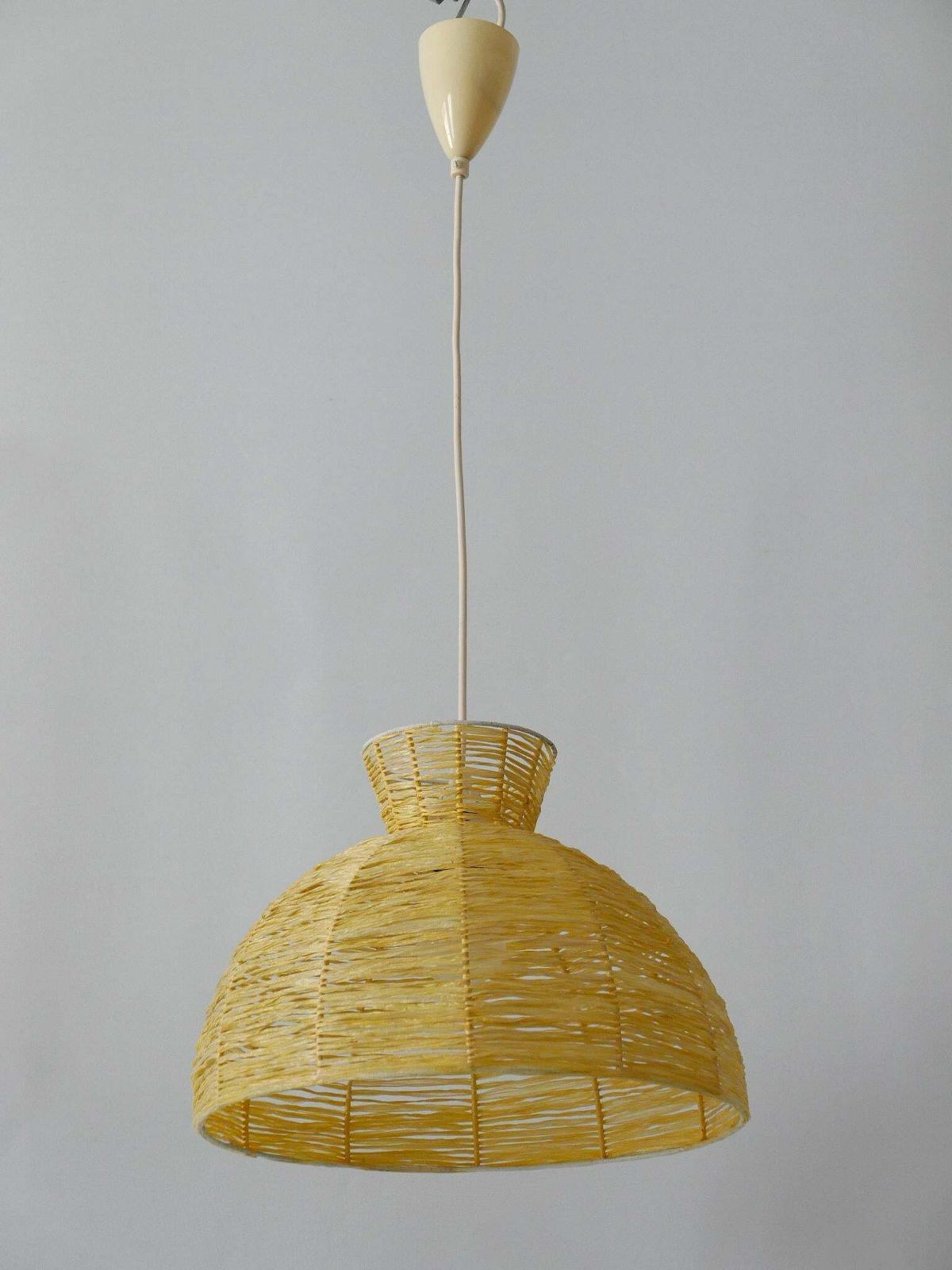 photo furniture Mid Century Modern Raffia Bast Pendant Lamp Or Hanging Light Germany 1970s