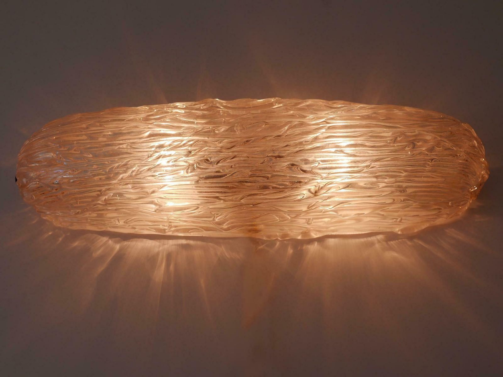 Lighting Elegant Mid Century Modern Iridescent Murano Glass Ceiling Lamp Or Sconce 1950s photo