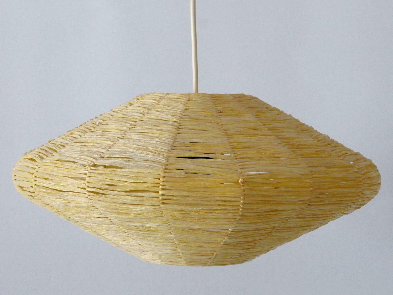 photo furniture Rare Mid Century Modern Raffia Bast Pendant Lamp Or Hanging Light Germany 1970s