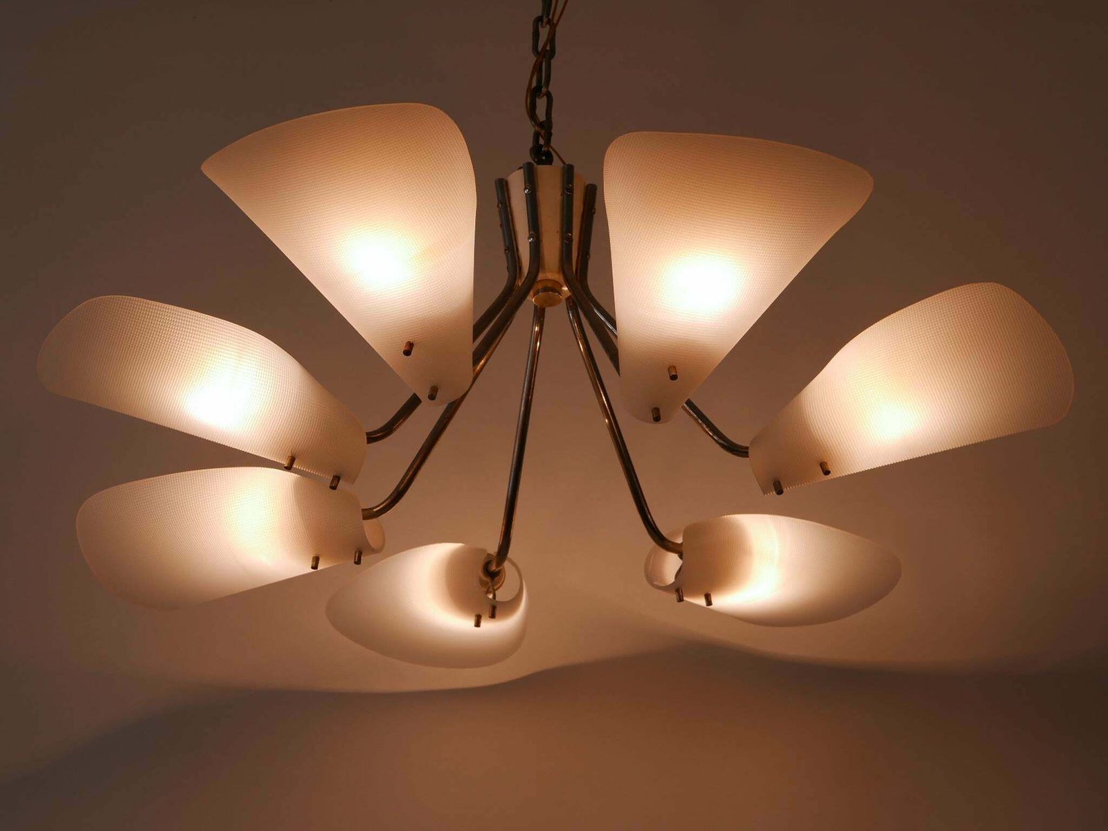 Lovely Mid Century Modern Seven Armed Chandelier Or Pendant Lamp Germany 1950s photo for sale