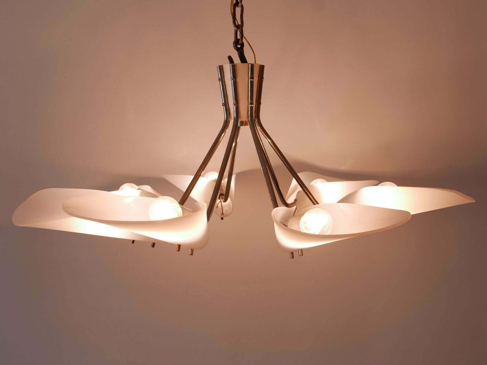 photo vinterior Lovely Mid Century Modern Seven Armed Chandelier Or Pendant Lamp Germany 1950s