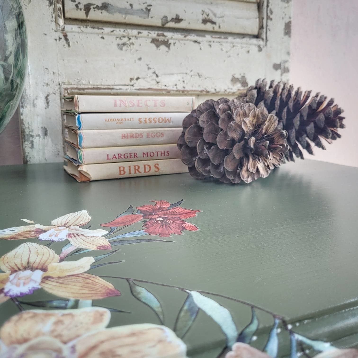Commission Item Green Chest Of Drawers Hand Painted 3 Drawers Floral Design Bespoke photo 1234.0