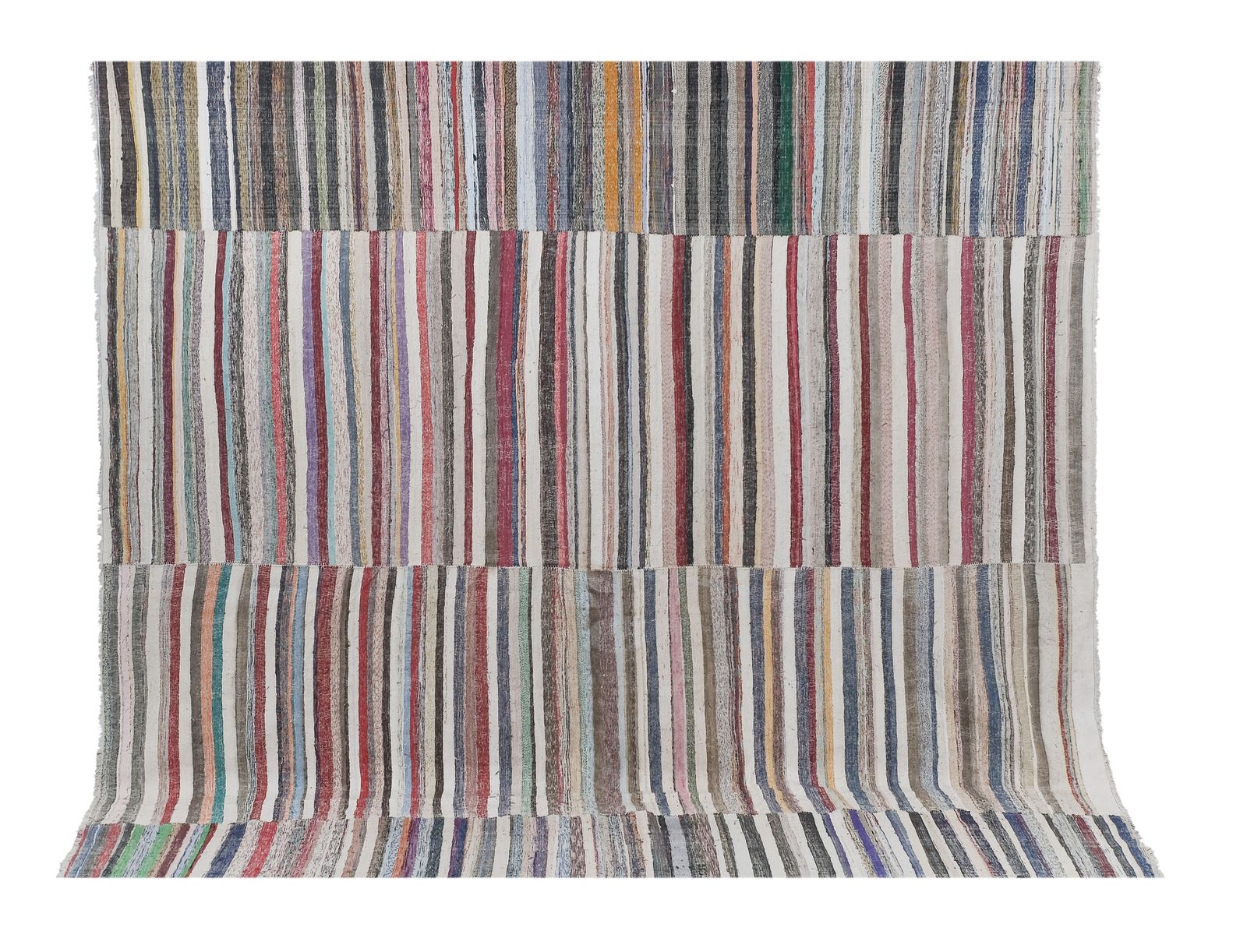 Vintage Striped Turkish Flat Weave Kilim Rag 13'1'' X 13'2''