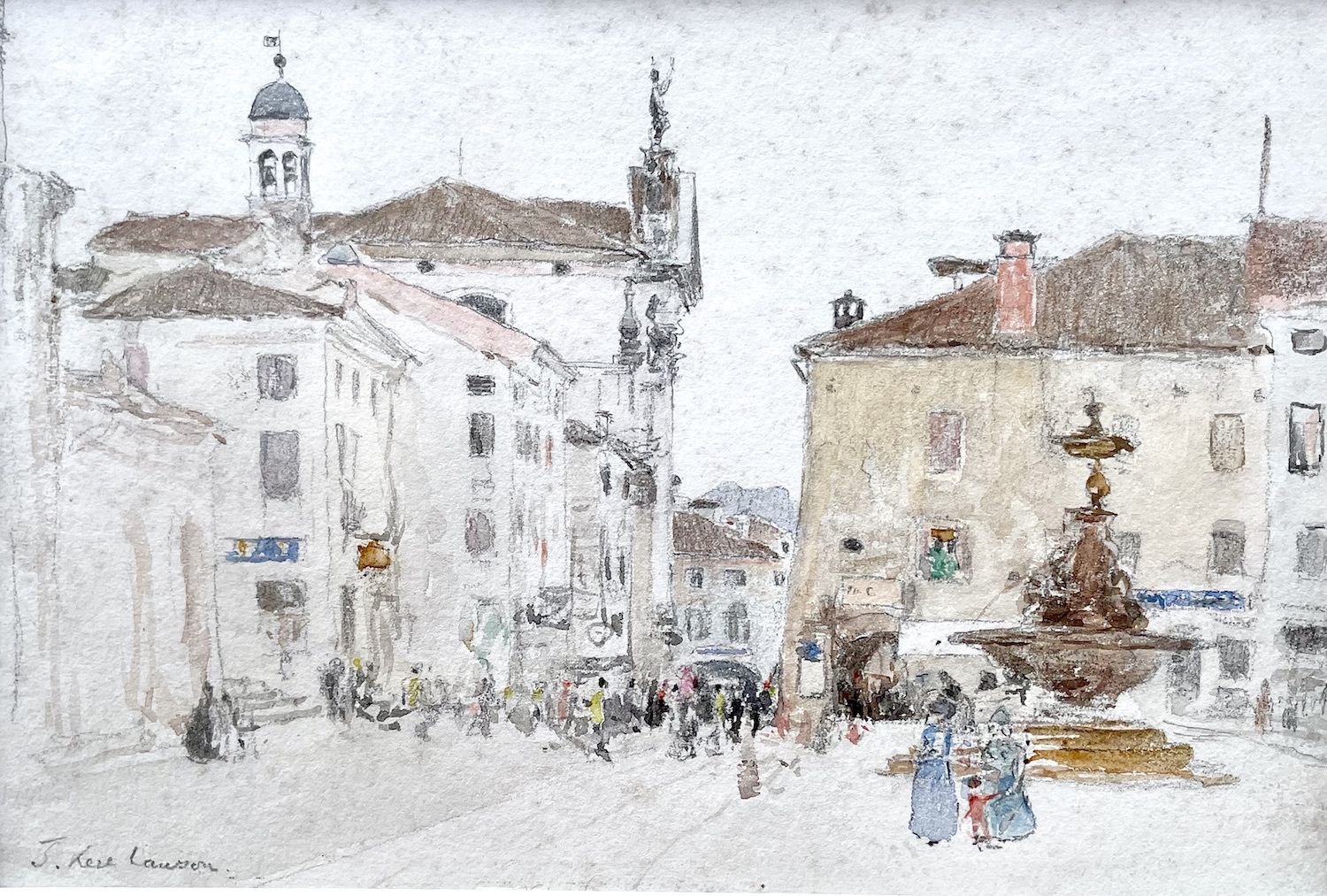 James Kerr Lawson   Early 20th Century British Watercolour Of A Piazza