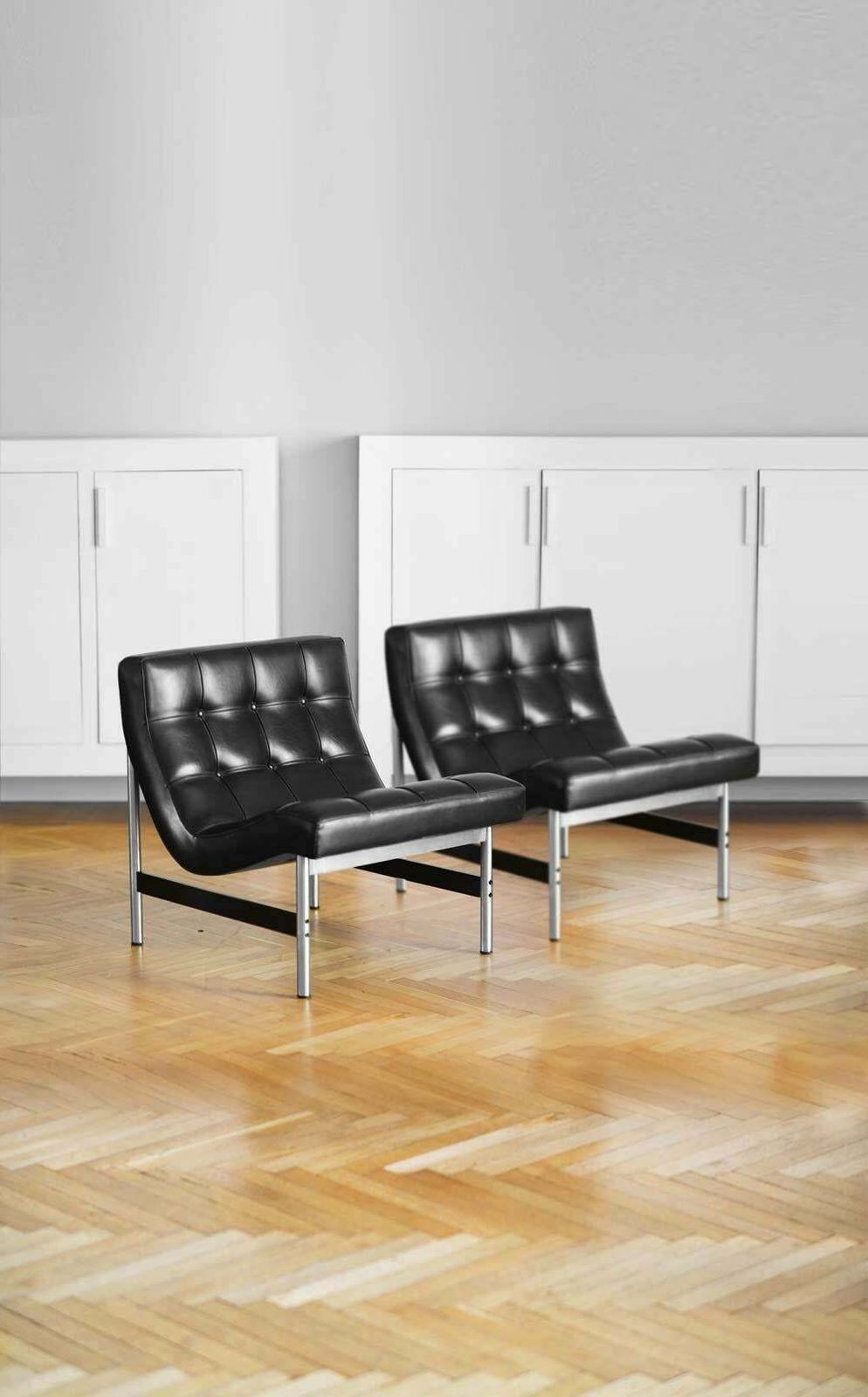 Mid Century Eco Leather Chairs ''Set Of 2'' photo Furniture