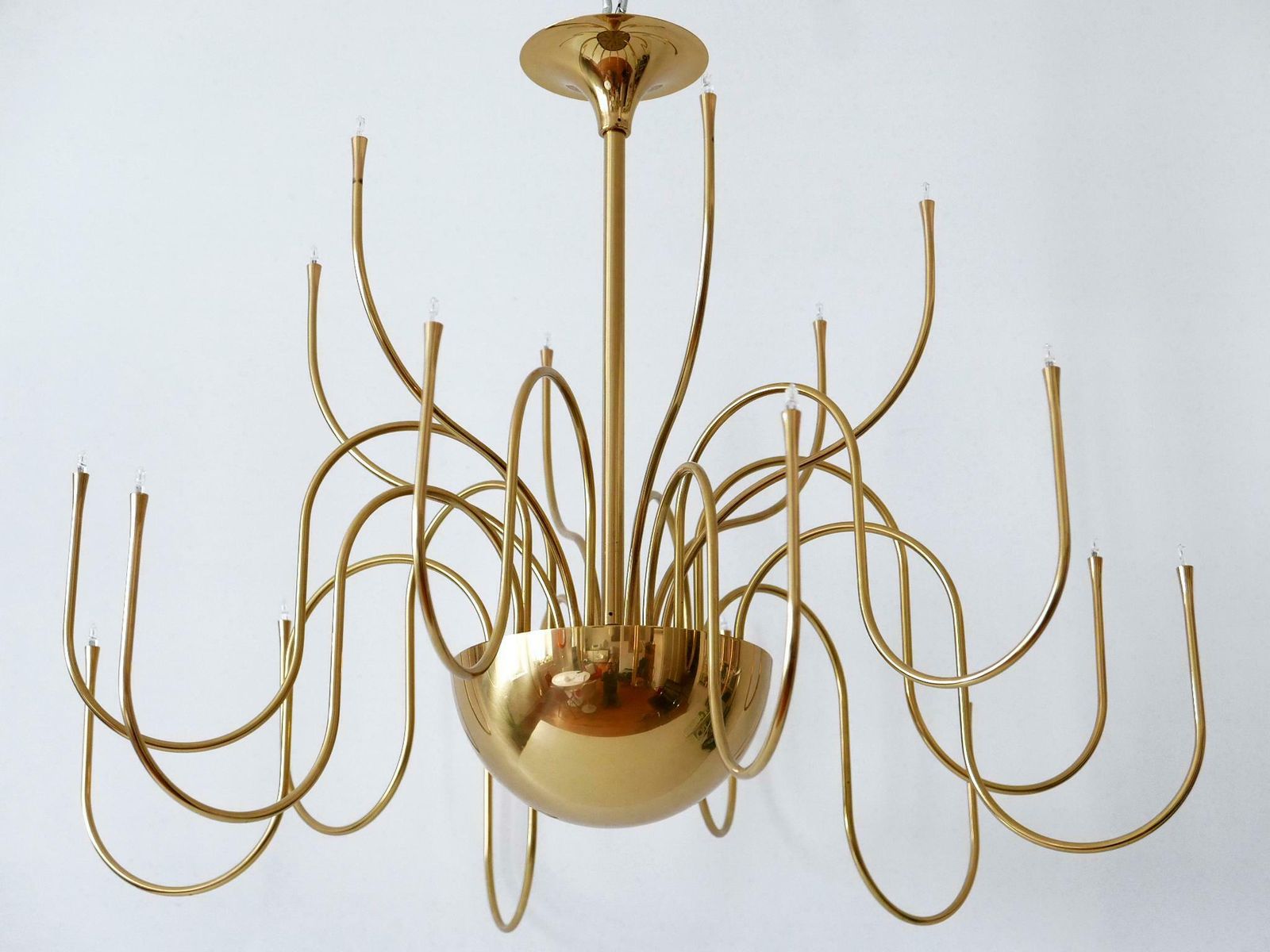 Elegant Brass Chandelier Or Pendant Lamp Mesa 18 By Florian Schulz Germany 1990s photo buy
