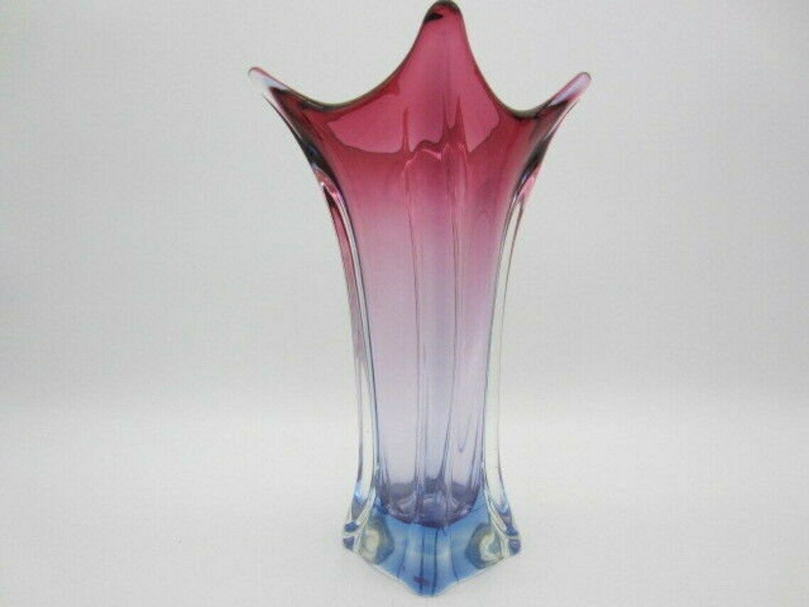 Murano Purple And Blue Sommerso Art Glass Vase Poli Seguso Era