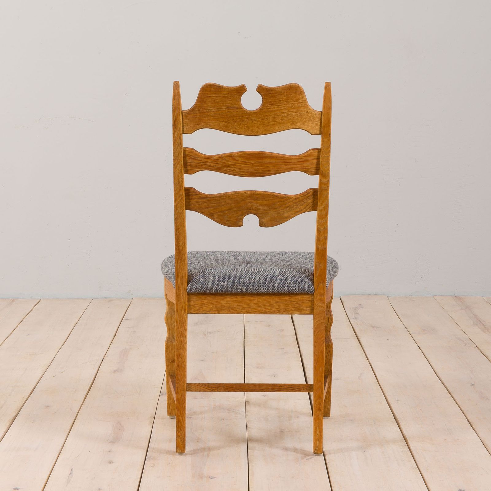 3373.0 Danish Set Of Six Oak Razor Chairs, H. Kjærnulf For Eg Kvalitetsmøbler 1960s photo