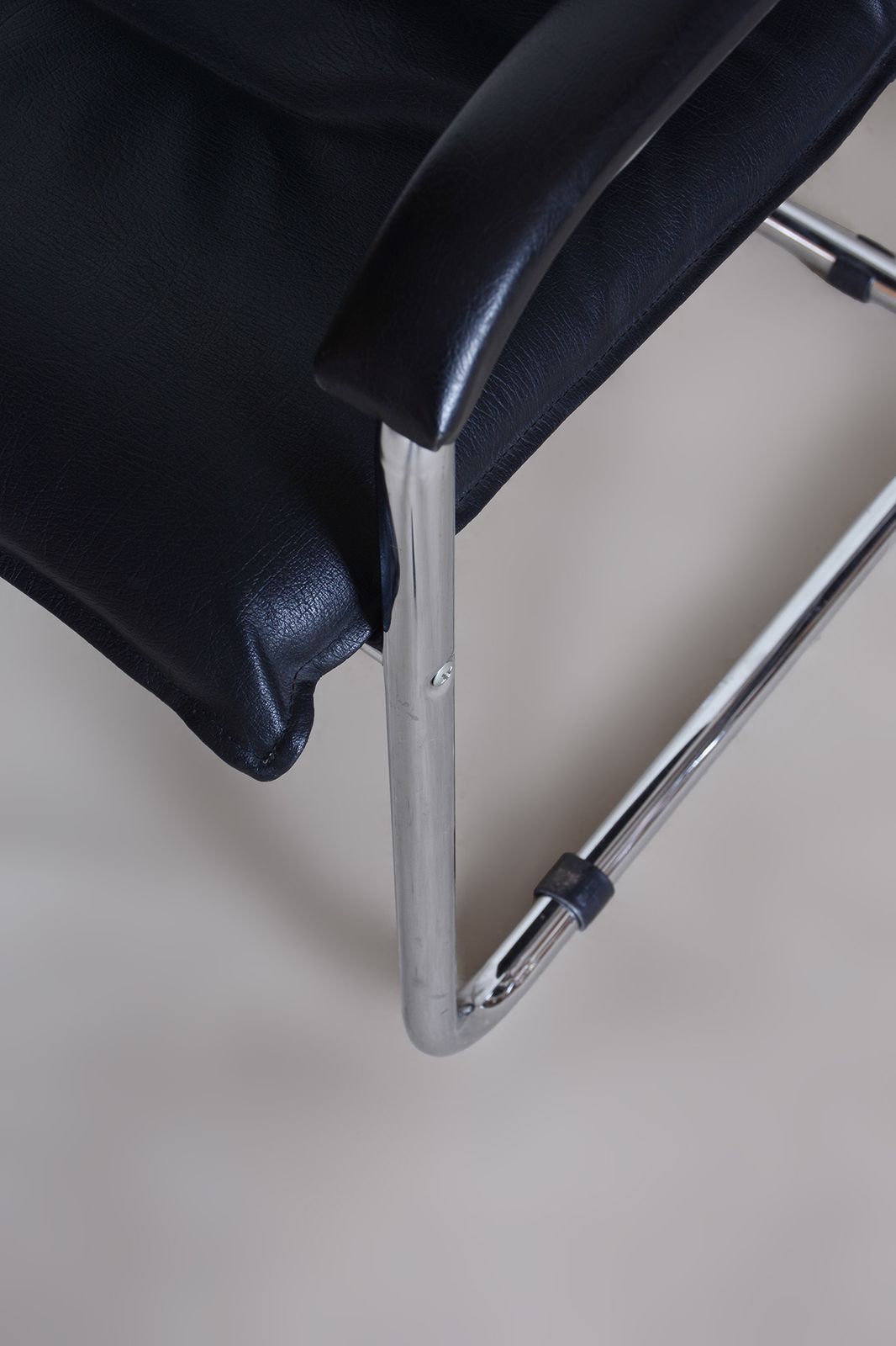 Pair Of Black Bauhaus Chairs, Artificial Leather, Chrome, Well Preserved Original Condition, 1970s, Germany photo 555.0