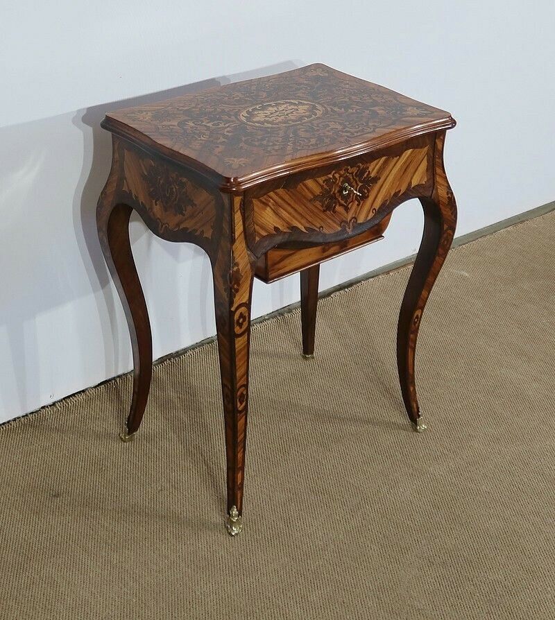 Exceptional Worker In Louis XV Marquetry, Napoleon III Period, 19th Century photo vintage