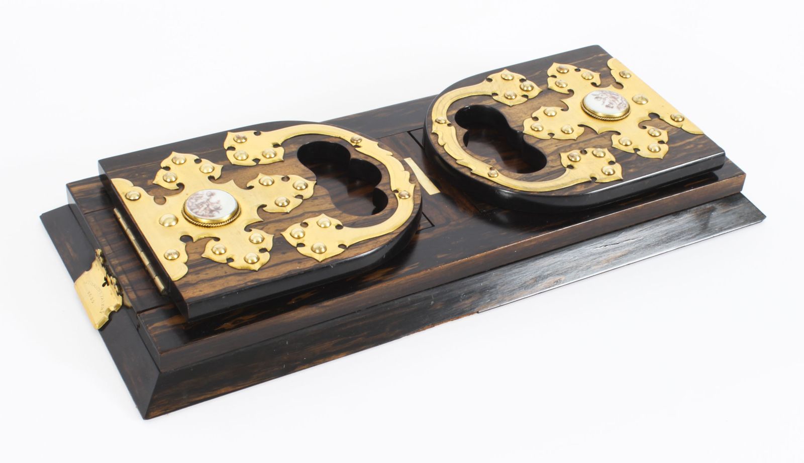 Antique English Coromandel & Ormolu Mounted Four Piece Desk Set Mid 19th C photo for sale